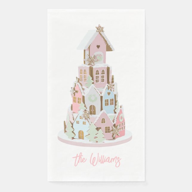 Serviette En Papier Pastel Gingerpain Sucre Château Gâteau (Devant)