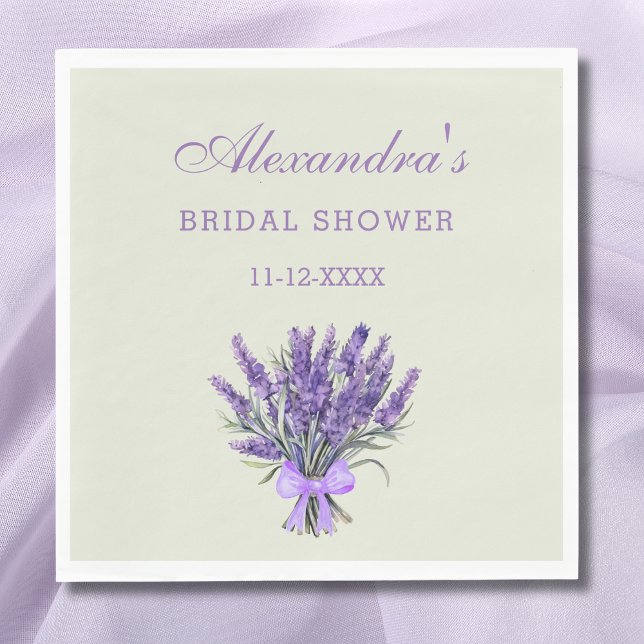 Serviette En Papier Pastel Green Bow Floral Lavender Fête des mariées (Créateur téléchargé)
