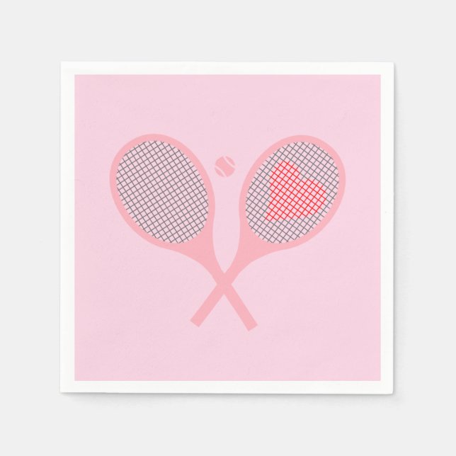 Serviette En Papier Pastel Heart Tennis Lecteur Racquettes Ball Design (Devant)