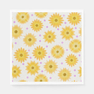 Serviette En Papier Pastel Jaune Daisy Dainty Purple Dot Main Tirée