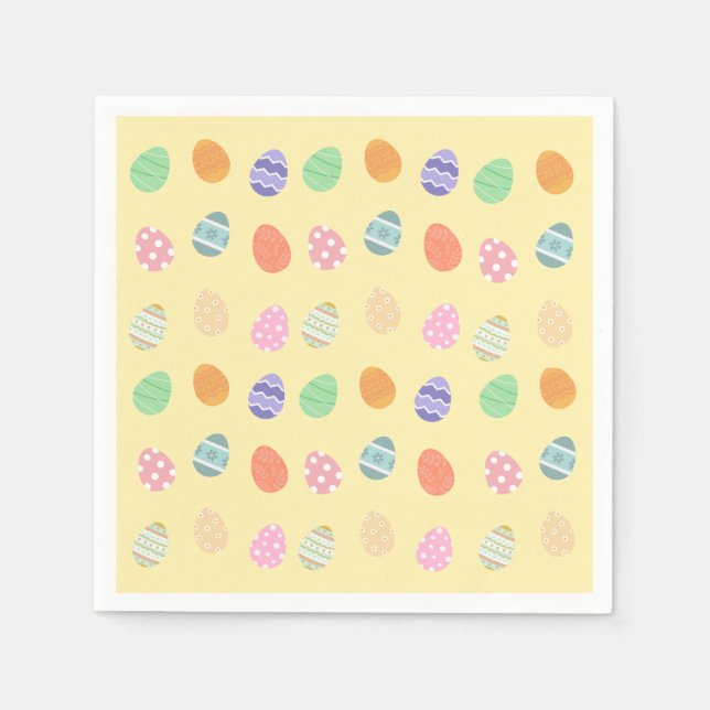 Serviette En Papier Pastel Jaune de Pâques délice avec oeufs de Pâques (Devant)