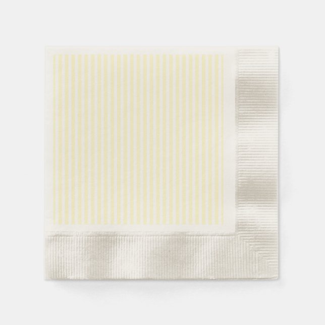 Serviette En Papier Pastel Lemon Yellow Stripes Blanches Pale Jaune (Devant)