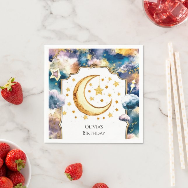 Serviette En Papier Pastel Little Moon Anniversaire (En situation)