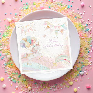 Serviette En Papier Pastel Magique Unicorn Arc-en-ciel fête d'annivers
