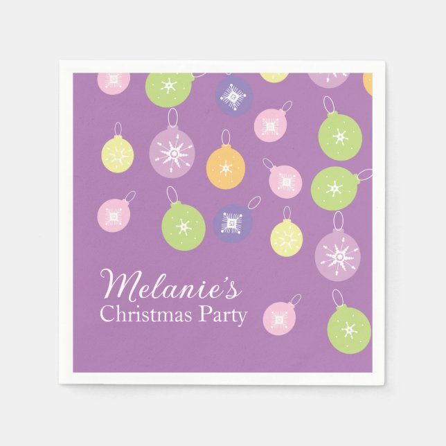 Serviette En Papier Pastel Noël Ornements Snowflakes Violet (Devant)