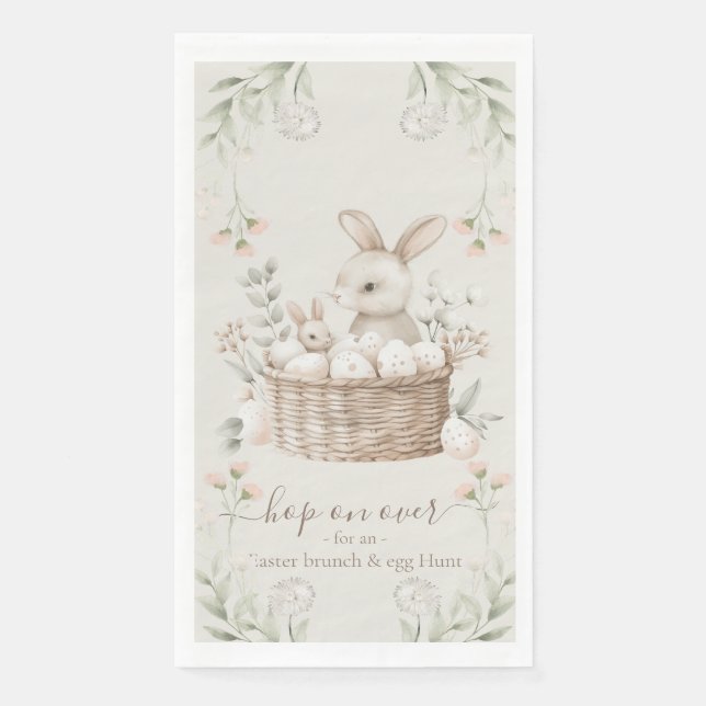 Serviette En Papier Pastel Pâques Brunch & Oeufs Chasse Bunny Panier O (Devant)