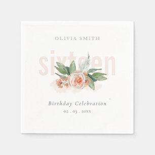 Serviette En Papier Pastel Peach Rose Floral Bund N'importe quel âge 