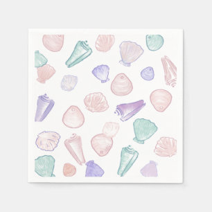 Serviette En Papier Pastel Peinture Coquillage sous la mer