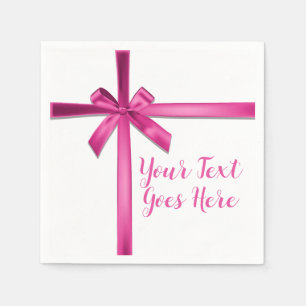 Serviette En Papier Pastel Pink Satin Ribbon Bow fête d'anniversaire
