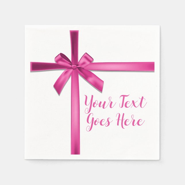 Serviette En Papier Pastel Pink Satin Ribbon Bow fête d'anniversaire (Devant)