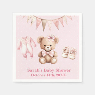 Serviette en papier Pastel Pink Teddy Bear pour Ba