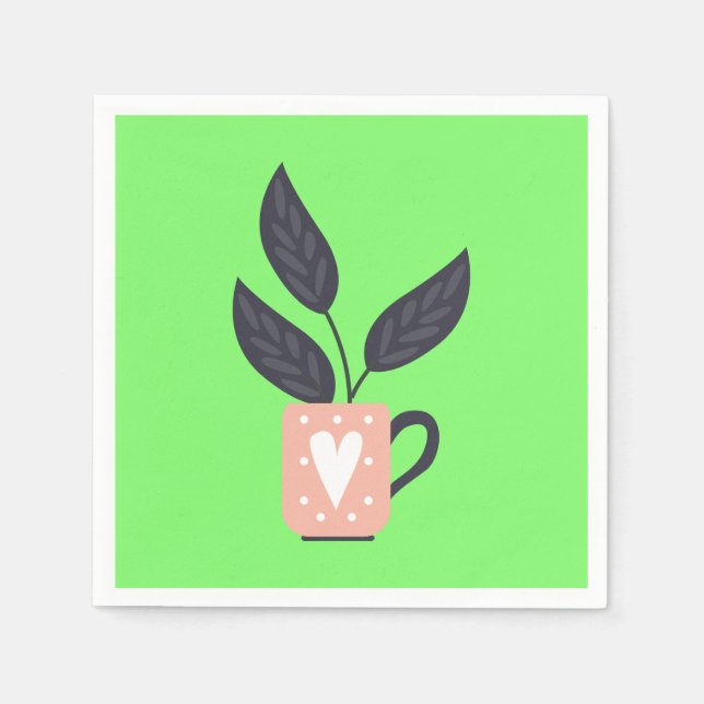 Serviette En Papier Pastel plante moderne simple (Devant)