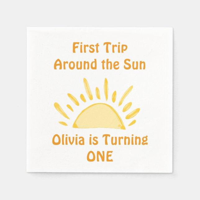 Serviette En Papier pastel Premier voyage autour du soleil Anniversair (Devant)