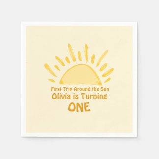 Serviette En Papier pastel Premier voyage autour du soleil Anniversair