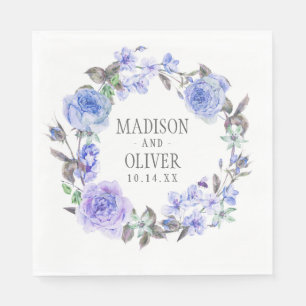 Serviette En Papier Pastel Purple Aquarelle Florale   MARIAGE