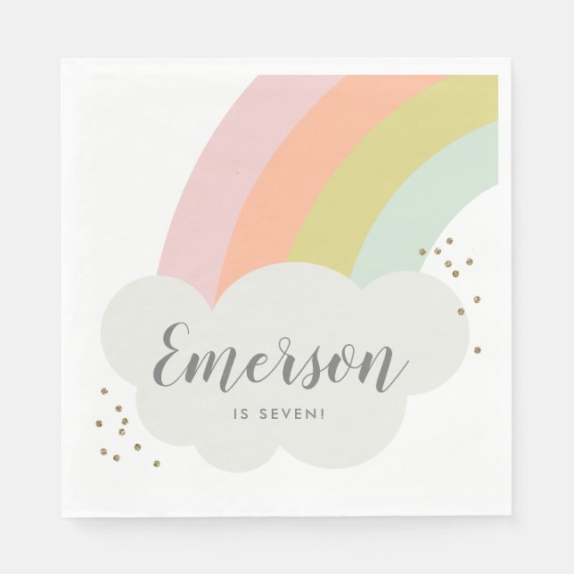 Serviette En Papier Pastel Rainbow Cloud Anniversaire de enfant (Devant)