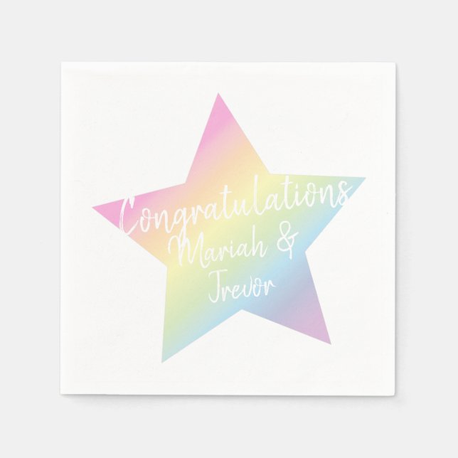 Serviette En Papier Pastel Rainbow Stars Baby shower Simple Moderne (Devant)