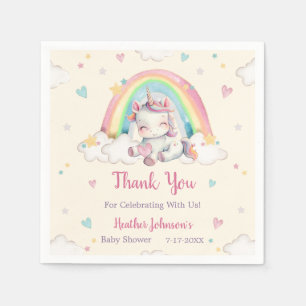 Serviette En Papier Pastel Rainbow Unicorn Baby shower