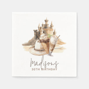 Serviette En Papier Pastel Sand Elegant Beach Party Personnalisé