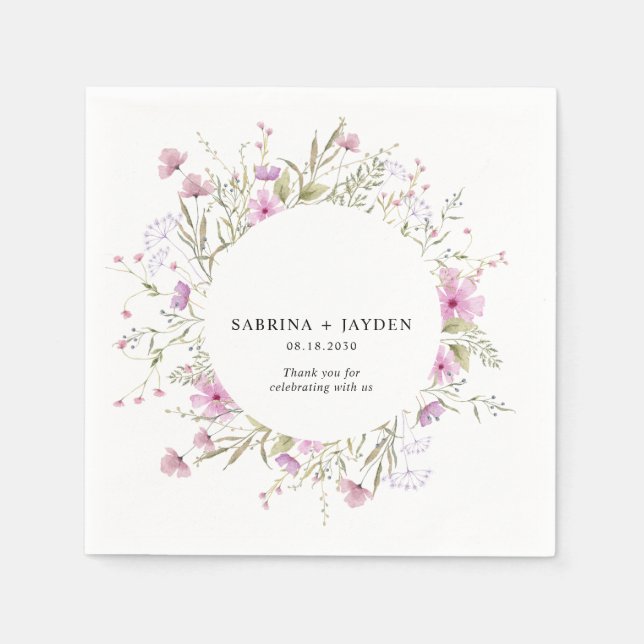 Serviette En Papier Pastel Shade Blush rose Mariage floral (Devant)