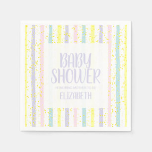 Serviette En Papier Pastel Stripes Baby shower non sexiste