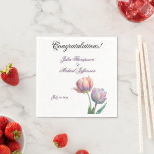Serviette En Papier Pastel Tulip Mariage Suite Typographie élégante
