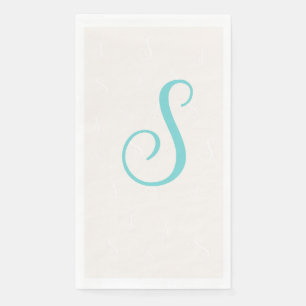 Serviette En Papier Pastel Turquoise Élégant Dupliquer Monogramme Li