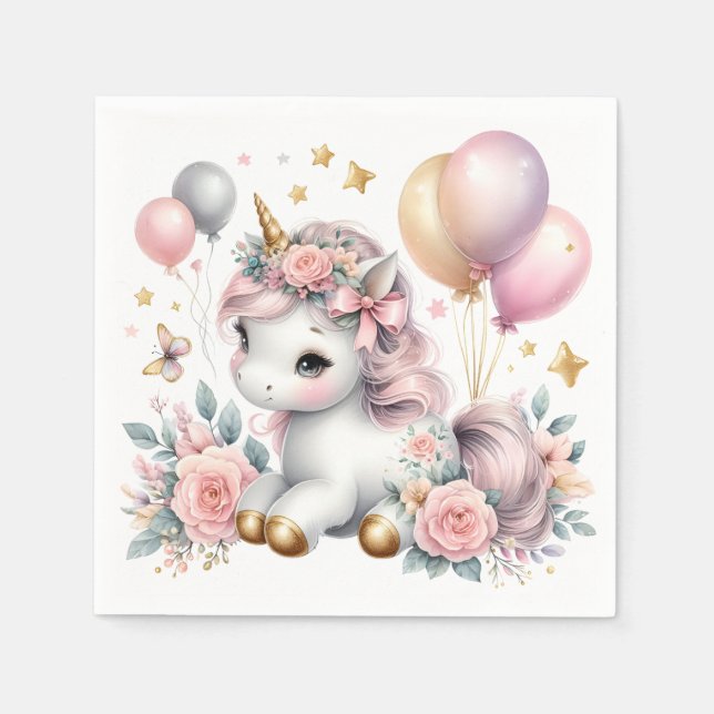 Serviette En Papier Pastel Unicorn (Devant)