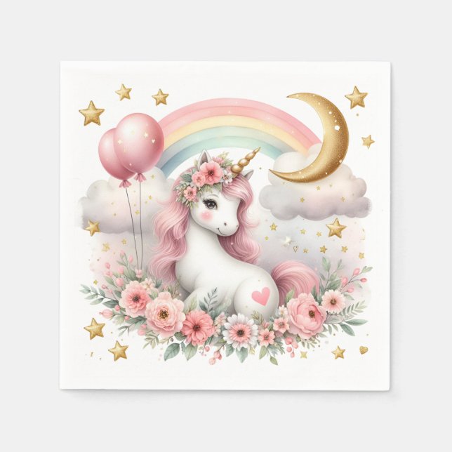 Serviette En Papier Pastel Unicorn (Devant)