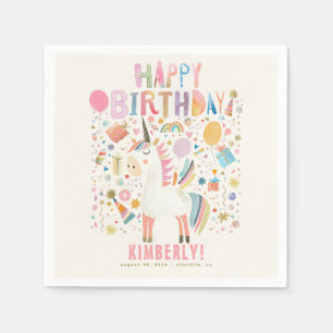 Serviette En Papier Pastel Unicorn Cute Fête d'Anniversaire moderne