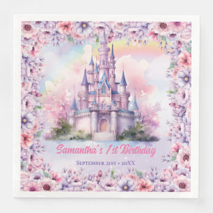 Serviette En Papier Pastel Unicorn Girl Birthday fairy château