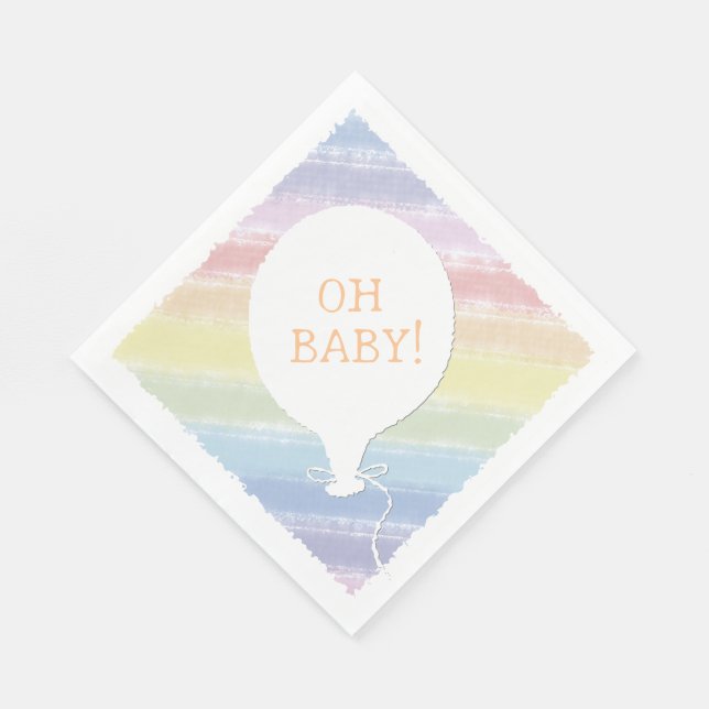 Serviette En Papier Pastel Watercolor Baby shower texte personnalisé O (Coin)