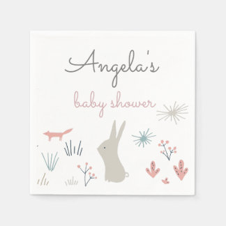 Serviette En Papier Pastel Woodland | Papier Baby shower Napkin