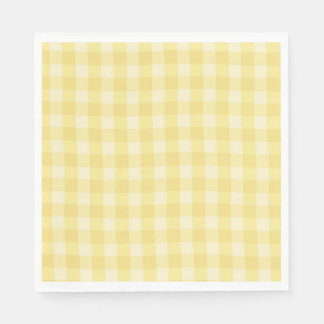 Serviette En Papier Pastel Yellow Gingham Print Plaid
