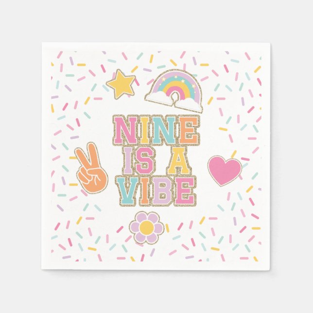 Serviette En Papier Patch Preppy Nine est un Vibe 9e anniversaire (Devant)