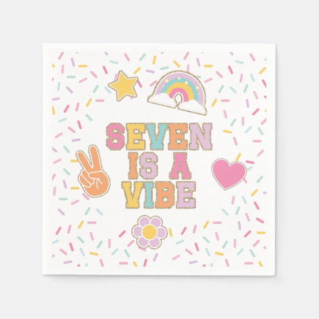 Serviette En Papier Patch Preppy Seven est un Anniversaire Vibe (Devant)