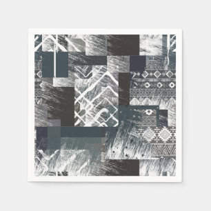 Serviette En Papier Patchwork monochrome abstrait