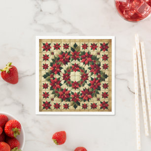 Serviette En Papier Patchwork Poinsettia Wreath Decoupage Naples