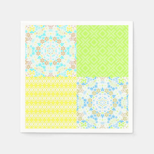 Serviette En Papier Patchwork quilt ornemental rétro vintage floral ye