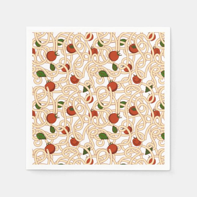 Serviette En Papier Pâtes de spaghetti Cuisine italienne avec tomate (Devant)