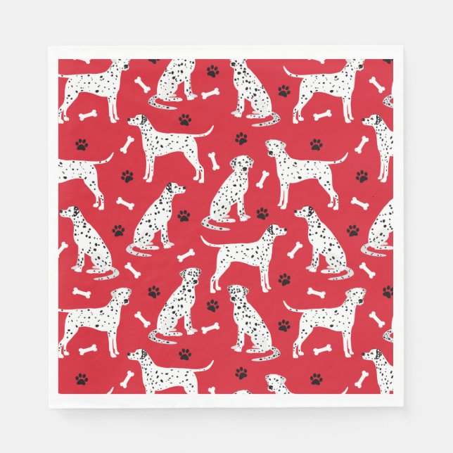 Serviette En Papier Pâtes et os dalmatiens (Devant)