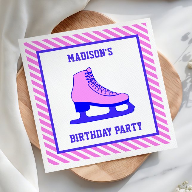 Serviette En Papier Patinage rose Patinage sur glace Anniversaire Papi (Créateur téléchargé)