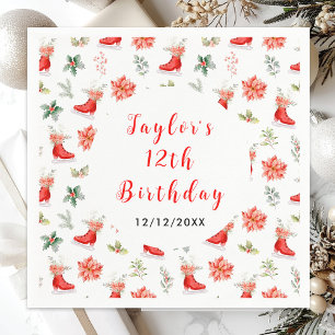Serviette En Papier Patinage sur glace Anniversaire de la fête Rouge