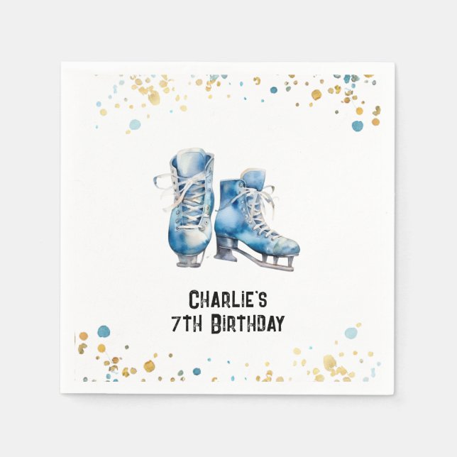 Serviette En Papier Patinage sur glace Anniversaire Napkin, Partie de  (Devant)
