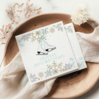 Patinage sur glace Blue Silver Gold Snowflakes Ann