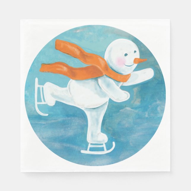 Serviette En Papier Patinage sur glace Snowman (Devant)