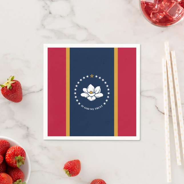 Serviette En Papier Patriotic paper napkins with flag of Mississippi (En situation)