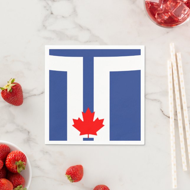Serviette En Papier Patriotic paper napkins with flag of Toronto (En situation)