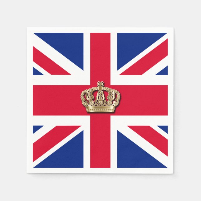 Serviette En Papier Patriotique Couronne et Union Jack (Devant)