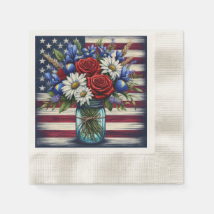 Serviette En Papier Patriotique, floral en détresse